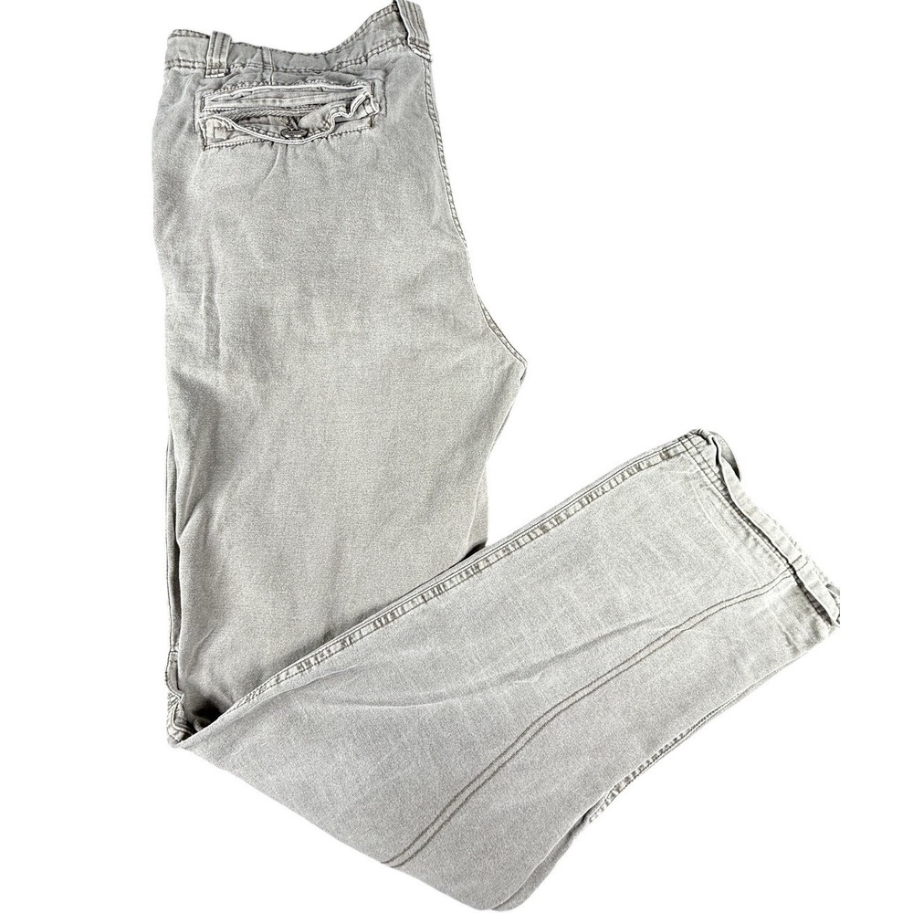 Rogue State Straight Fit Gray Green Distressed Cargo Pants 34 Grunge‎ Streetwear